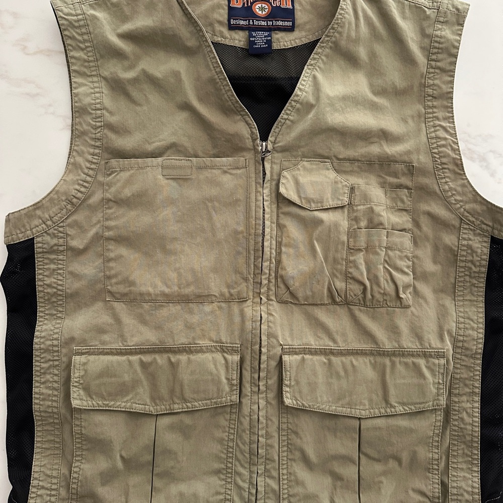 Vintage Duluth Trading Olive Green Full Zip Utility Vest/Fishing/Hunting size M